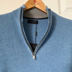 Naadam Quarter Zip Cashmere Pullover w/Contrast Collar